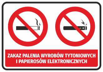 Naklejka Zakaz palenia wyrobów tytoniowych i papierosów elektronicznych