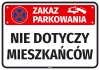 Naklejka Zakaz parkowania Nie dotyczy mieszkańców