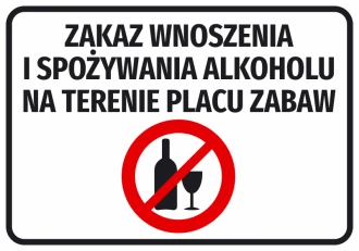 Naklejka Zakaz wnoszenia i spożywania alkoholu na terenie placu zabaw
