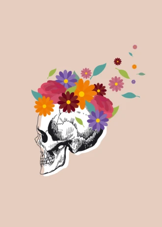 Plakat czaszka i kwiaty 167