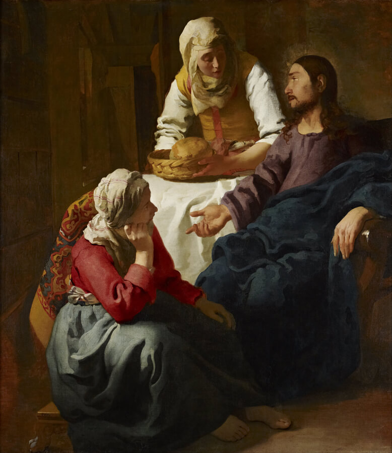 CHRIST IN THE HOUSE OF MARY AND MARTHA PAINTING BY VERMEER REPRO 