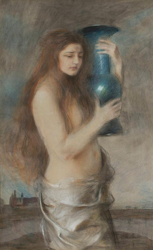 Reprodukcja Dziewczyna z niebieskim wazonem, Teodor Axentowicz