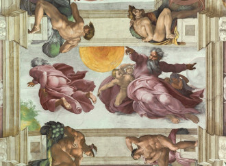 Reprodukcja Fresco in the Sistine Chapel. The Creation of the Sun and the Moon, Michelangelo