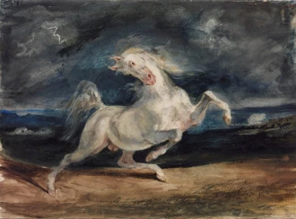 Reprodukcja Horse Frightened by Lightning, Eugene Delacroix