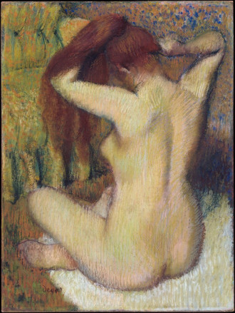 Reprodukcja Nude woman combing her hair, Edgar Degas