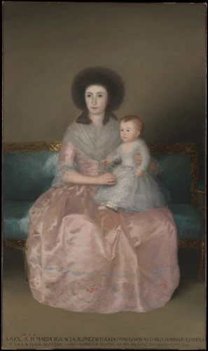 Reprodukcja Portrait of Countess of Altamira and Her Daughter, Maria Agustina, Francisco Goya