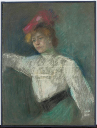 Reprodukcja Portret kobiety w czerwonym kapeluszu, Olga Boznańska