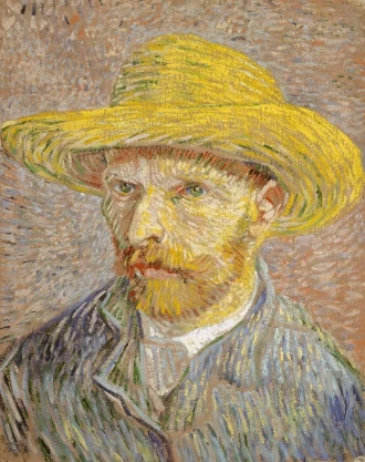 Reprodukcja Self-Portrait with Straw Hat, Vincent van Gogh