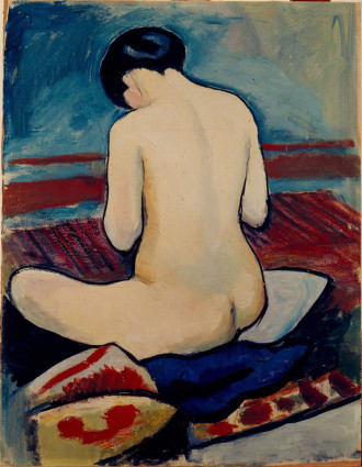 Reprodukcja Sitting Nude with Pillow, August Macke
