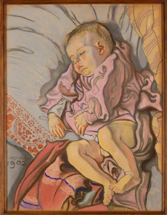 Reprodukcja Śpiące dziecko na poduszce, Stanisław Wyspiański