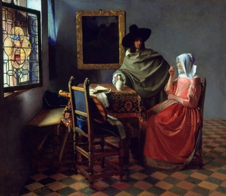 Reprodukcja The Glass of Wine, Johannes Vermeer