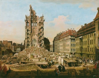 Reprodukcja The Ruins of the old Kreuzkirche, Canaletto, Bernardo Bellotto