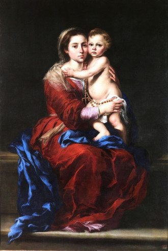 Reprodukcja Virgin and Child with a Rosary, Bartolome Esteban Murillo
