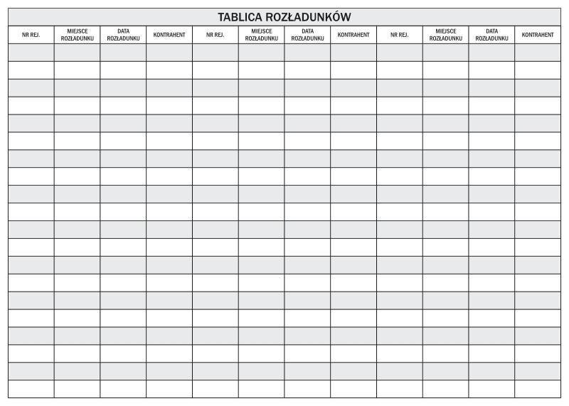 suchościeralna tablica rozładunków 085