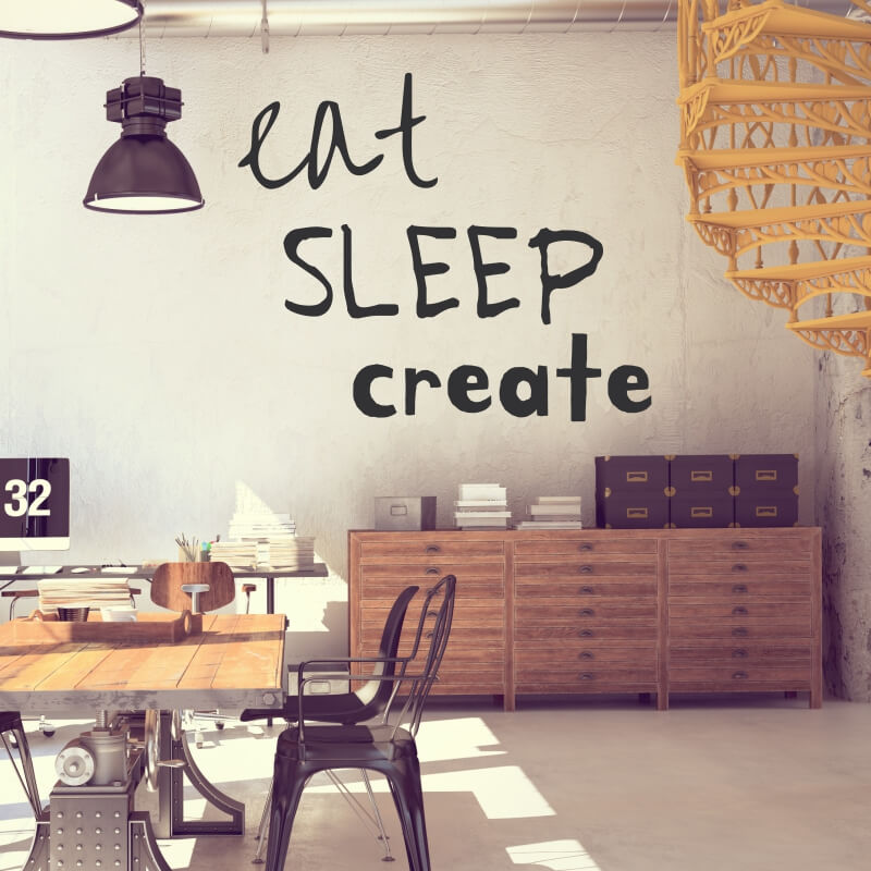 Szablon na ścianę Eat sleep create 2423