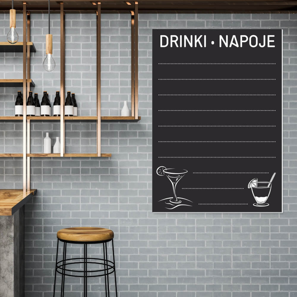 Tablica kredowa z nadrukiem drinki napoje 023