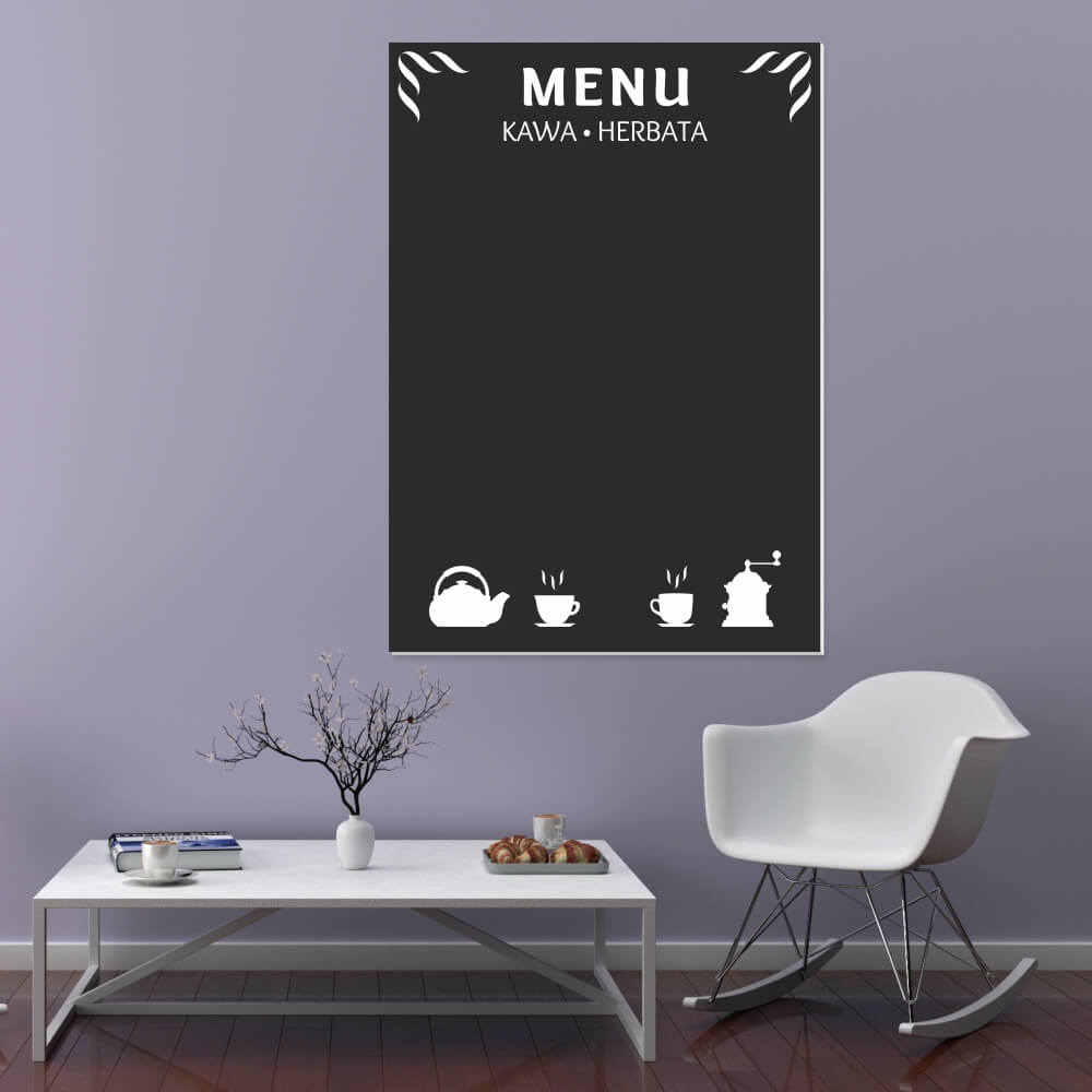 Tablica kredowa z nadrukiem menu kawa herbata 024