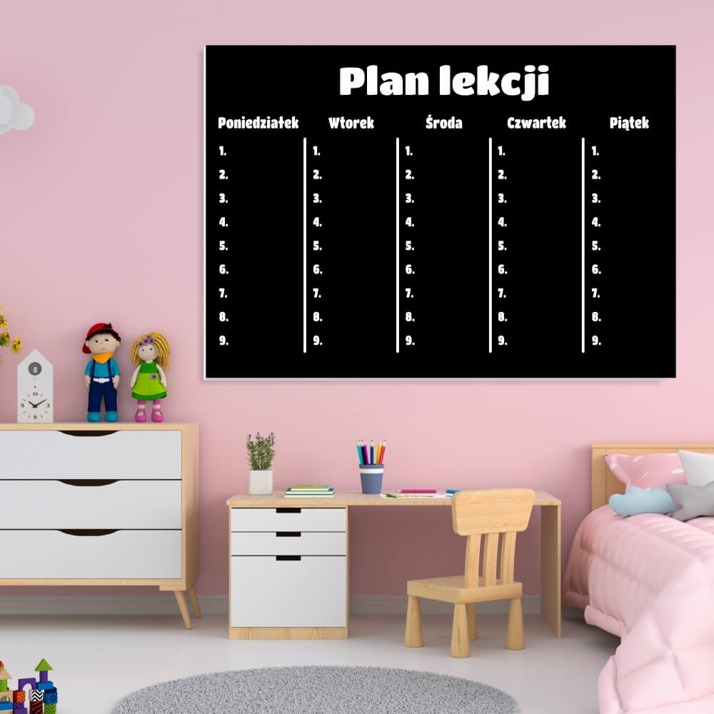Tablica kredowa z nadrukiem plan lekcji 072