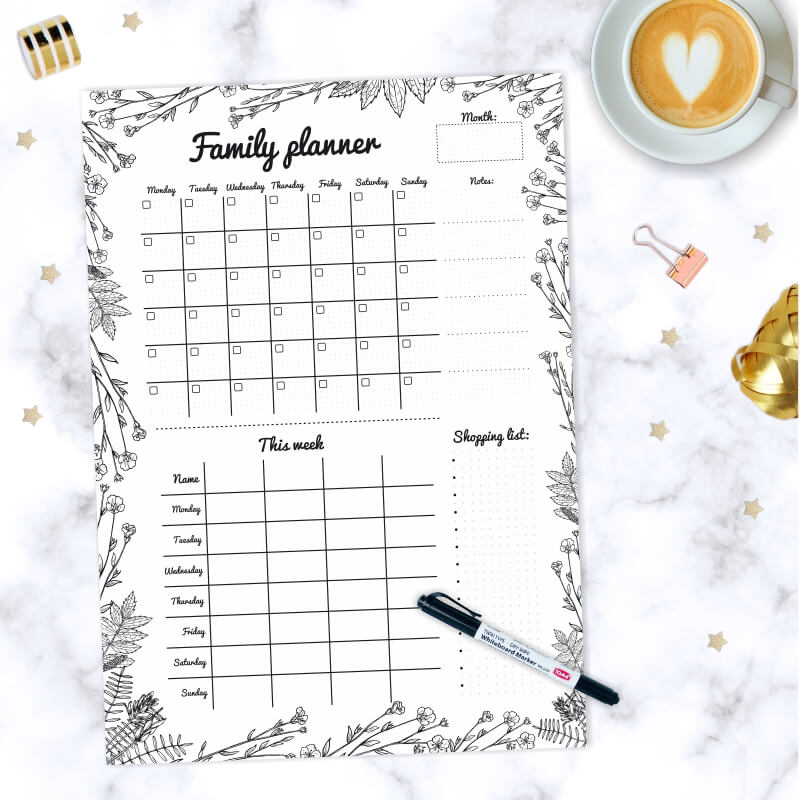 Tablica magnetyczna suchościeralna Family planner 479