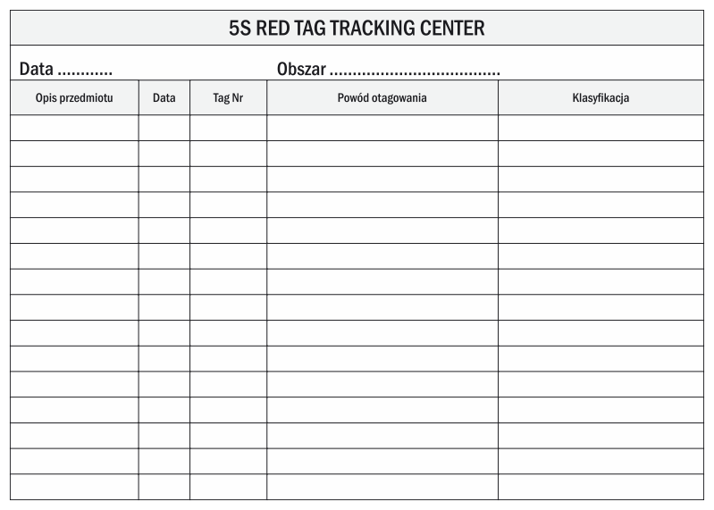 Tablica magnetyczna suchościeralna Lean 129 5s Red Tag Tracking Center