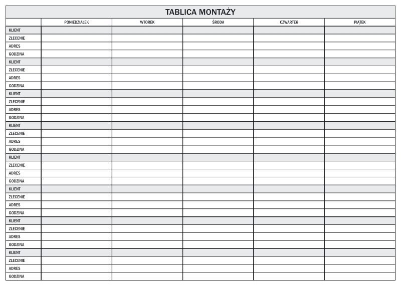 tablica magnetyczna suchościeralna lean plan montaży 086