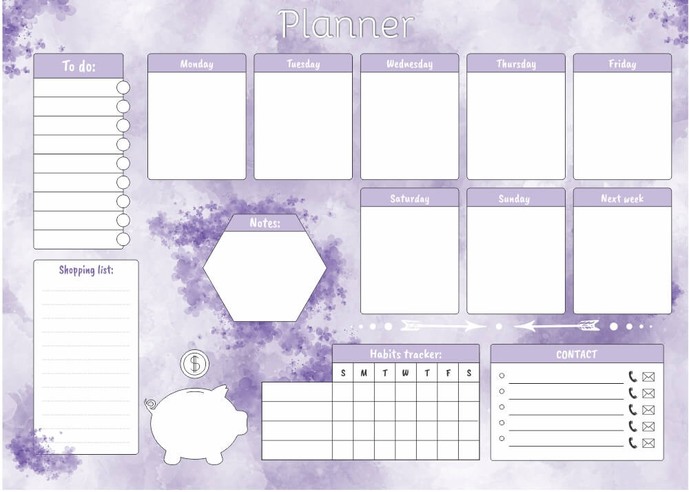 Tablica magnetyczna suchościeralna Weekly planner 419