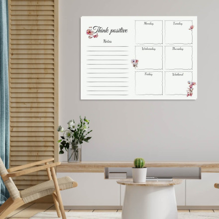 Tablica magnetyczna suchościeralna Weekly planner kwiaty 588