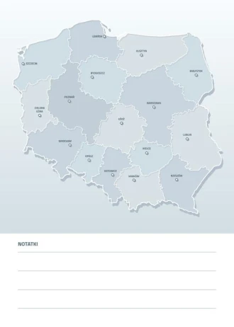 Tablica suchościeralna mapa Polski z miastami wojewódzkimi 191