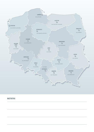 Tablica suchościeralna mapa Polski z nazwami województw i miast wojewódzkich 190