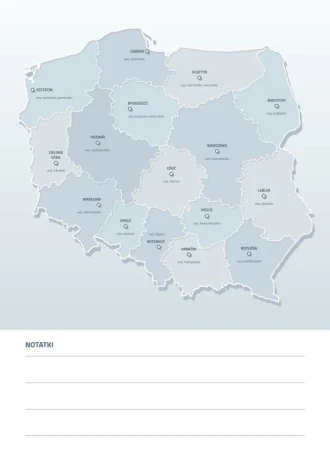 Tablica suchościeralna mapa Polski z nazwami województw i miast wojewódzkich 190