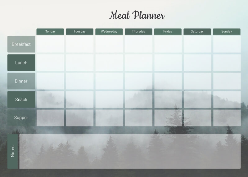 Tablica suchościeralna Meal planner 480