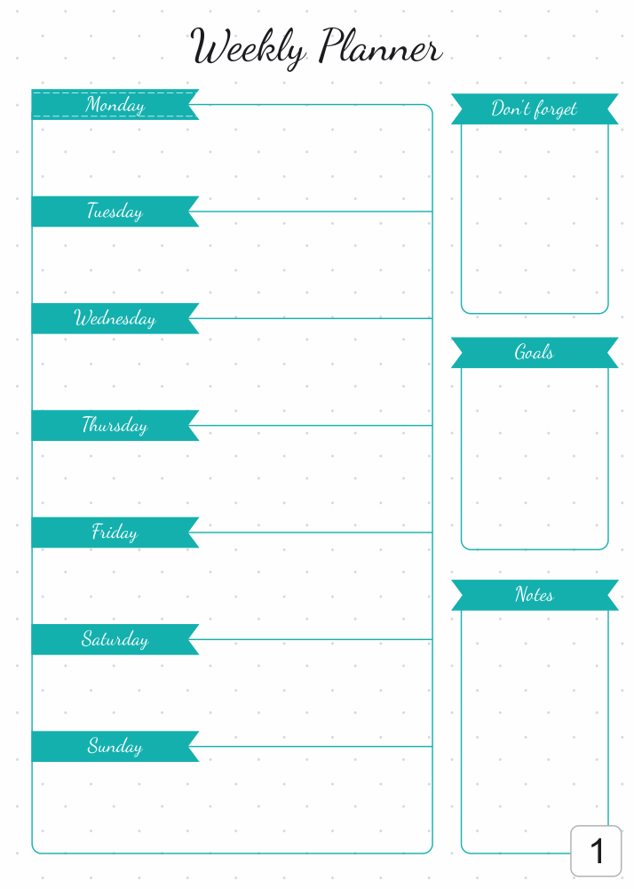 Tablica suchościeralna Weekly planner 407