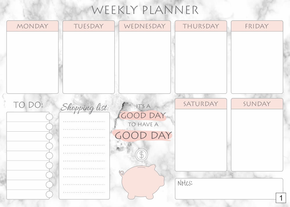 Tablica suchościeralna Weekly planner 413