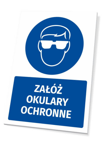 Tabliczka BHP z piktogramem Załóż okulary ochronne