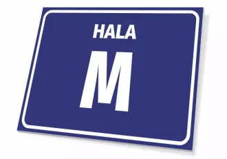 Tabliczka Hala z numerem, oznaczeniem literowym