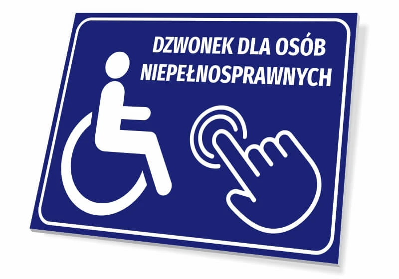 Tabliczka informacyjna: Dzwonek dla osób z niepełnosprawnością