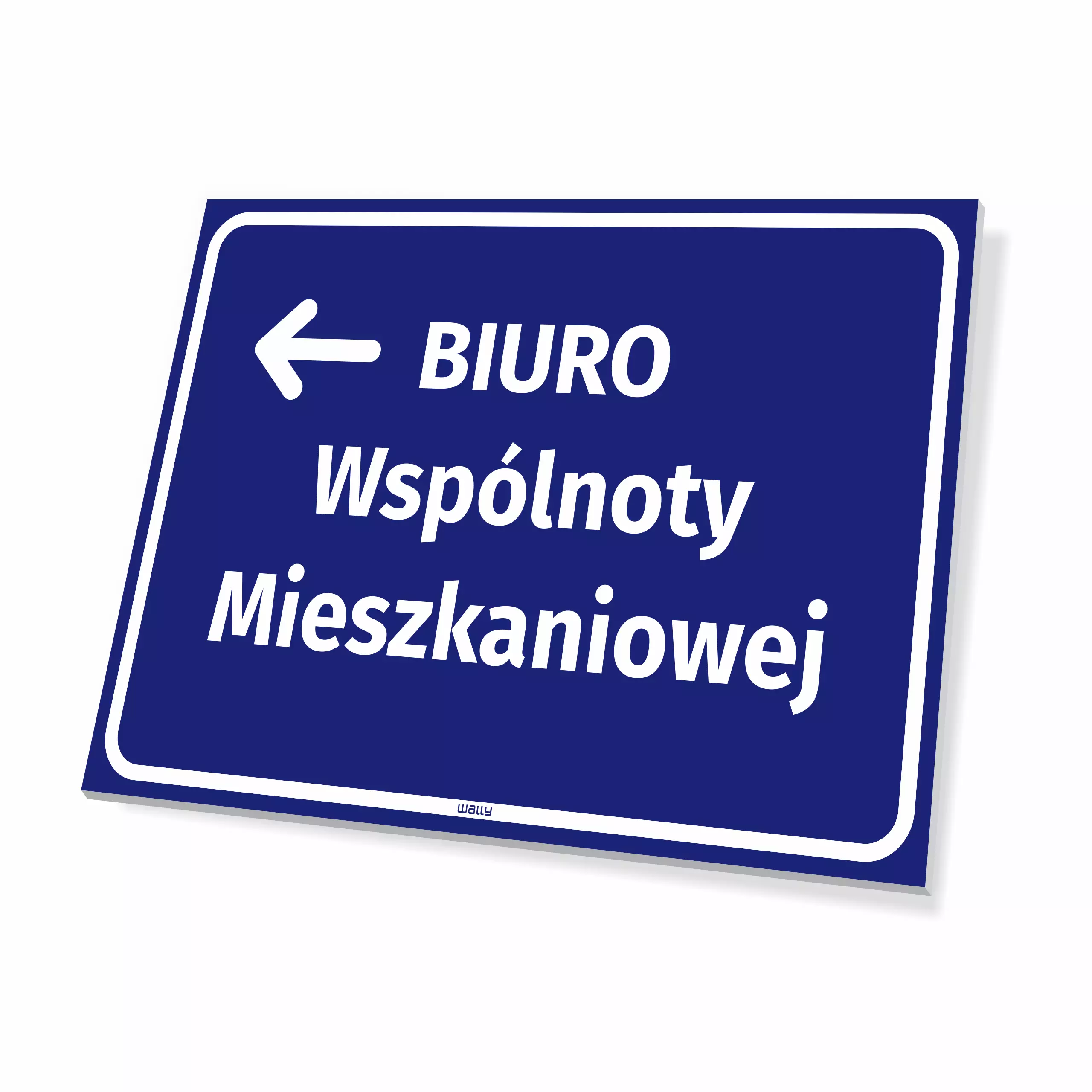 Tabliczka kierunkowa: Biuro wspólnoty mieszkaniowej strzałka w lewo
