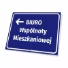 Tabliczka kierunkowa: Biuro wspólnoty mieszkaniowej strzałka w lewo