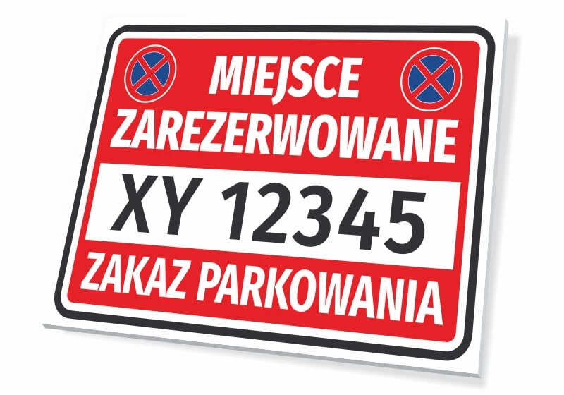 Tabliczka Miejsce zarezerwowane, zakaz parkowania T619, z polem na nr rejestracyjny pojazdu