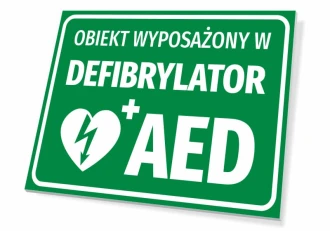 Tabliczka Obiekt wyposażony w defibrylator AED