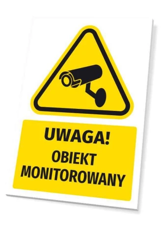 Tabliczka ostrzegawcza BHP z piktogramem Uwaga! Obiekt monitorowany