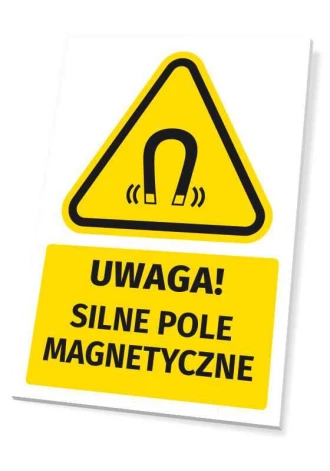 Tabliczka ostrzegawcza BHP z piktogramem Uwaga! Silne pole magnetyczne