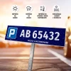 Tabliczka parkingowa z numerem rejestracyjnym, miejsce zarezerwowane
