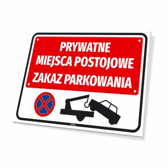 Tabliczka Prywatne miejsca postojowe, zakaz parkowania