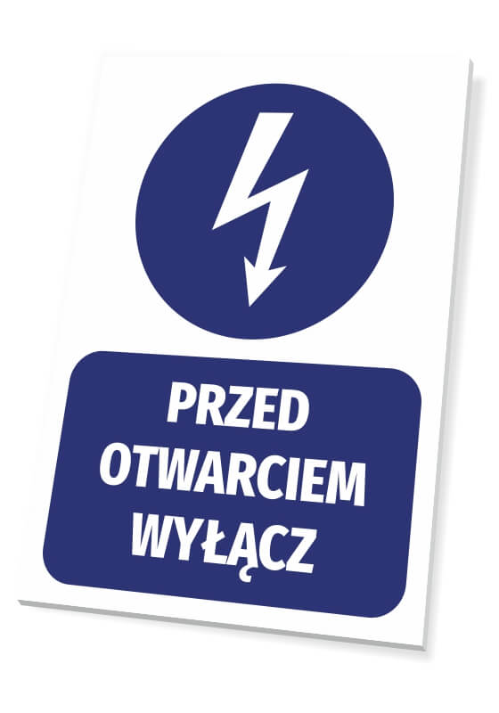 Tabliczka Przed otwarciem wyłącz