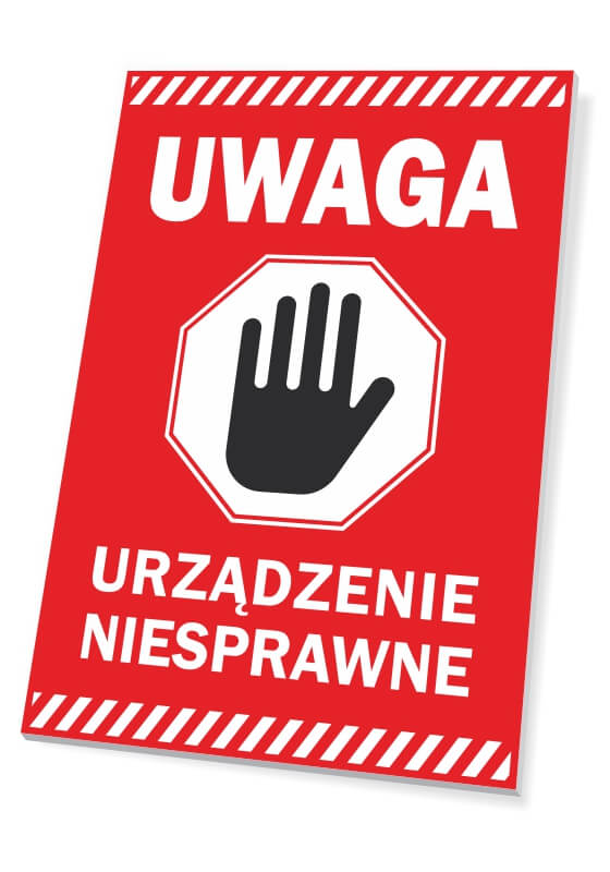 Tabliczka Uwaga, urządzenie niesprawne