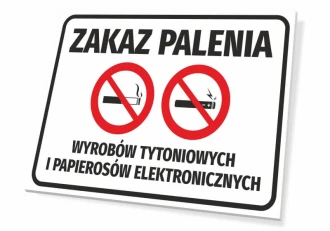 Tabliczka Zakaz palenia wyrobów tytoniowych i papierosów elektronicznych T136