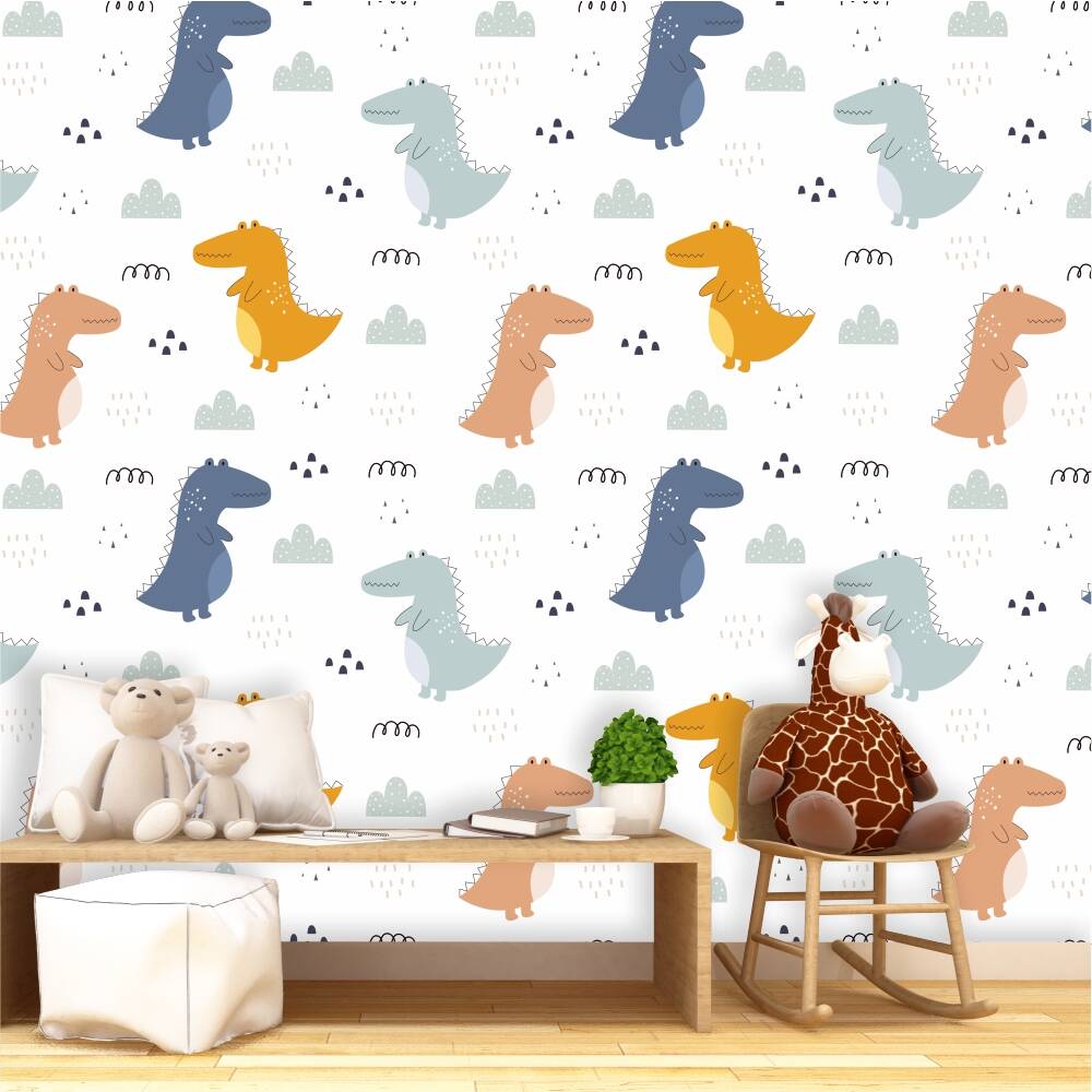 Tapeta dziecięca Kolorowe dinozaury 0180
