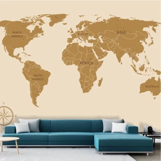 Tapeta Mapa świata w stylu retro z podziałem na kontynenty, kraje 0460