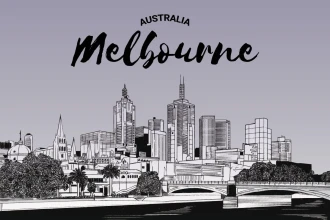 Tapeta Melbourne, Australia, panorama miasta, ilustracja 0400
